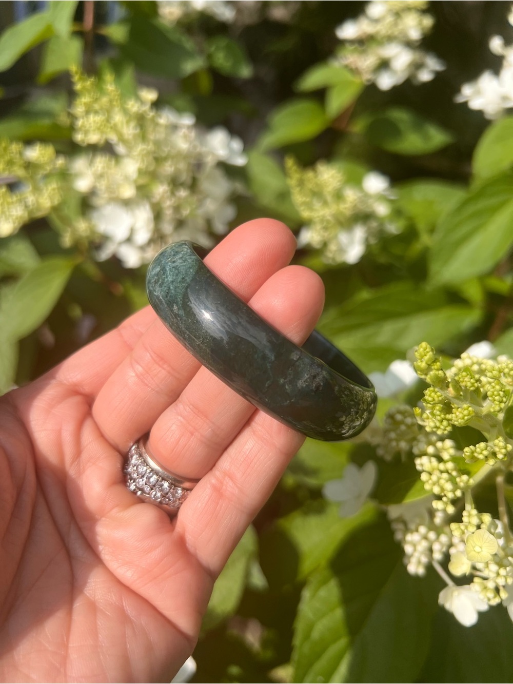 Moss (9) agate bangle | crystal